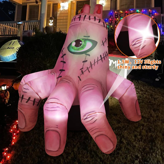 6 FT Halloween Inflatables Hand Outdoor Decorations Blow up Yard Scary Giant with Built-In Leds for Indoor Party Garden Lawn Decor (Skin)