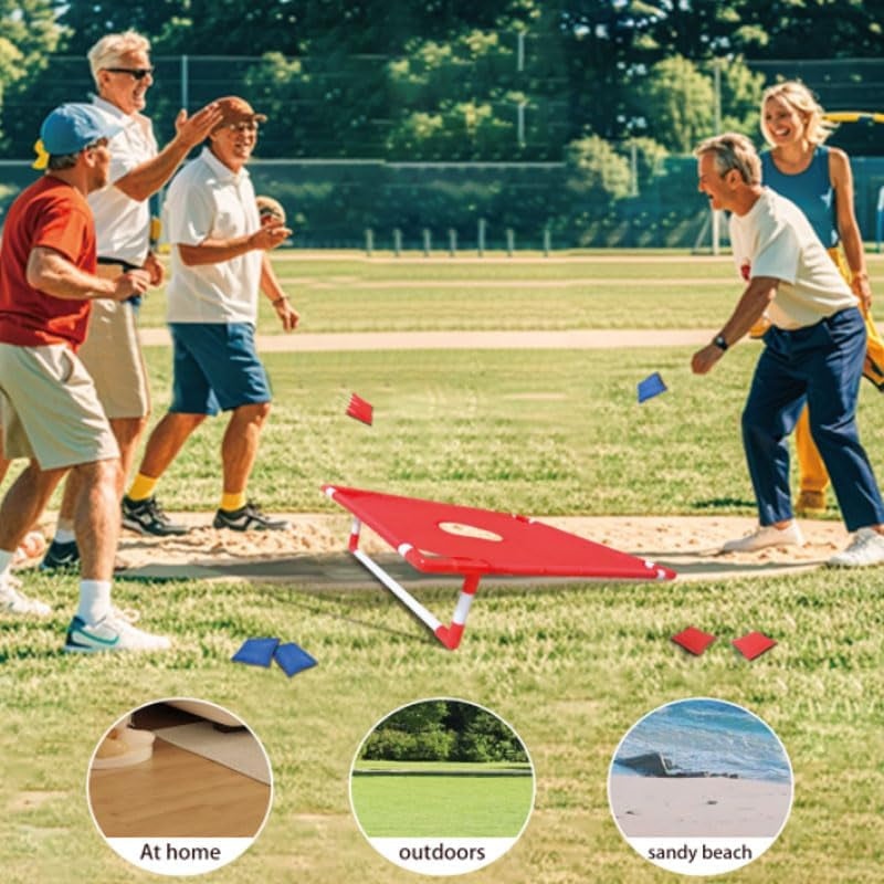 Portable Cornhole Set - Includes 2 Boards & 6 Bean Bags Ready to Play for Indoor/Outdoor Family Game Nights & Backyard Fun