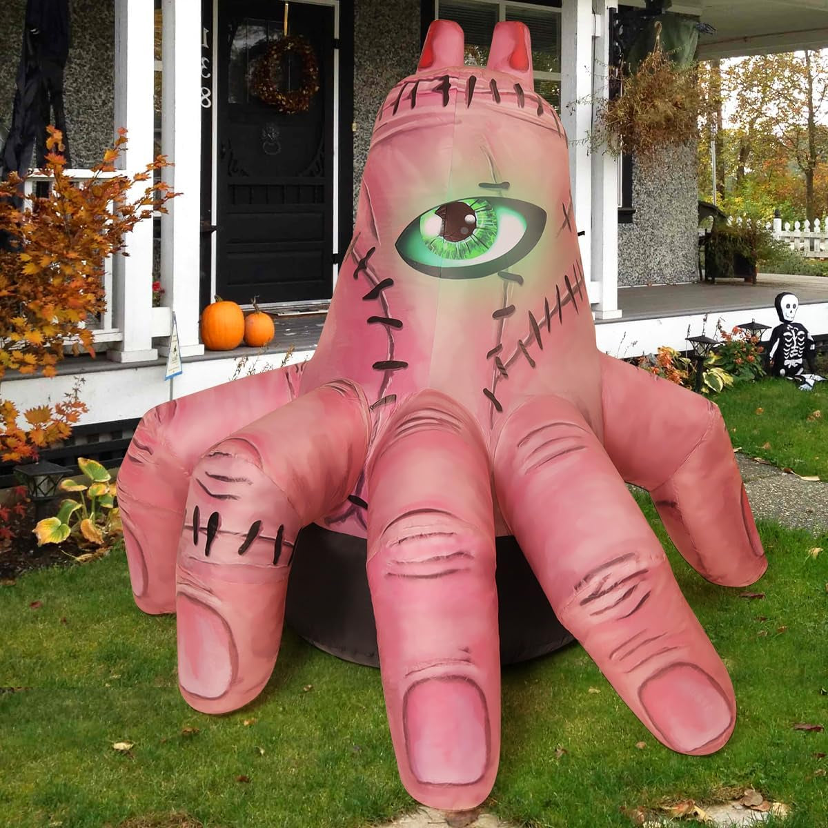 6 FT Halloween Inflatables Hand Outdoor Decorations Blow up Yard Scary Giant with Built-In Leds for Indoor Party Garden Lawn Decor (Skin)