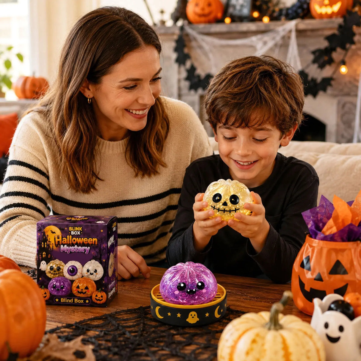 JOYTUTUS Halloween Ghost-Shaped Squishy Fidgets - Maltose-Filled Squeeze Stress Ball, Grip Therapy Car Interior Accessory, Decompression Grip, Ready-To-Ship Gift Set