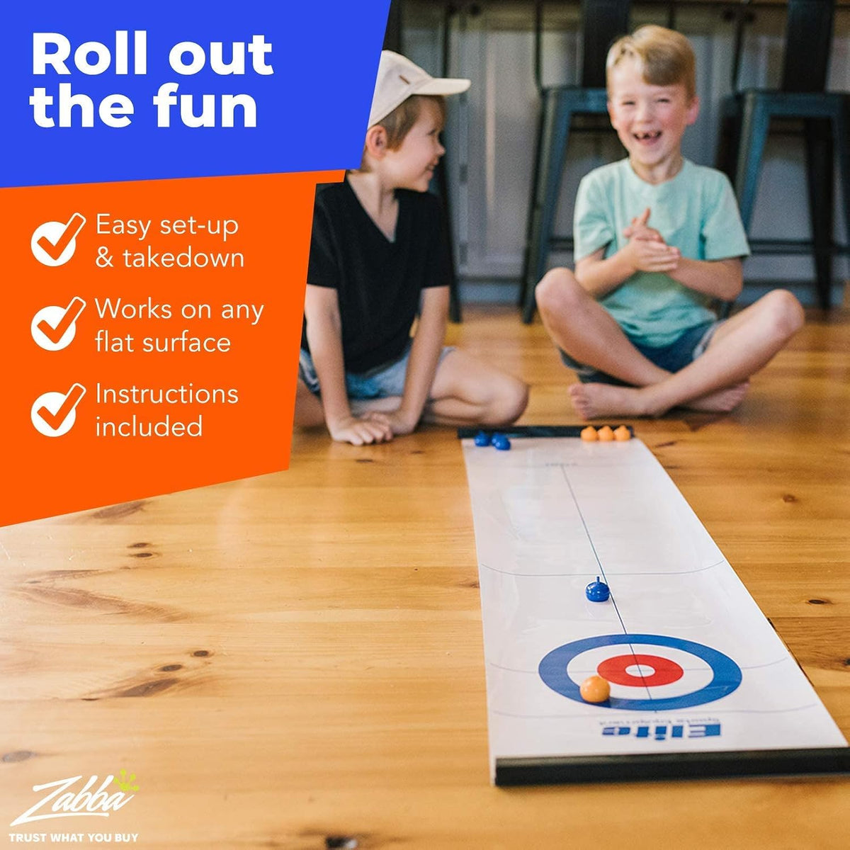 Curling Game - Tabletop Games for Adults, Kids & Families - 4 Ft X 1 Ft Mat for Indoor Fun W/Bonus Travel Bag - Ages 6 & Up