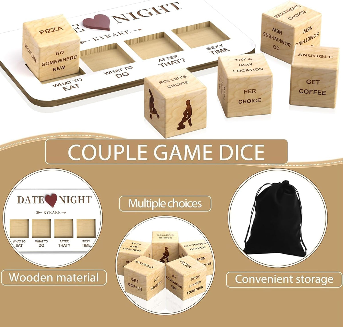 Gifts for Him Her Men Women,Couples Dice Game, Mens Valentines Day Gifts, Date Night Dice Game for Adults, Romantic Anniversary Date Night Ideas for Boyfriend Husband Wife