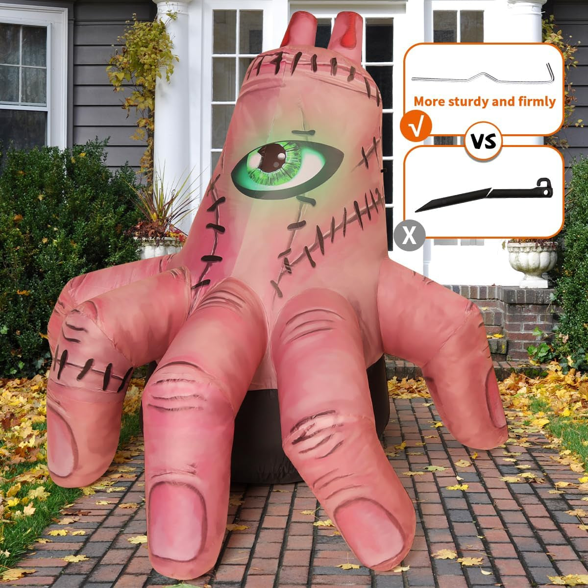 6 FT Halloween Inflatables Hand Outdoor Decorations Blow up Yard Scary Giant with Built-In Leds for Indoor Party Garden Lawn Decor (Skin)