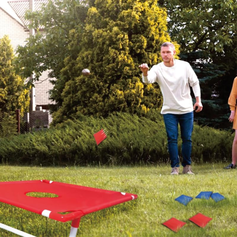Portable Cornhole Set - Includes 2 Boards & 6 Bean Bags Ready to Play for Indoor/Outdoor Family Game Nights & Backyard Fun