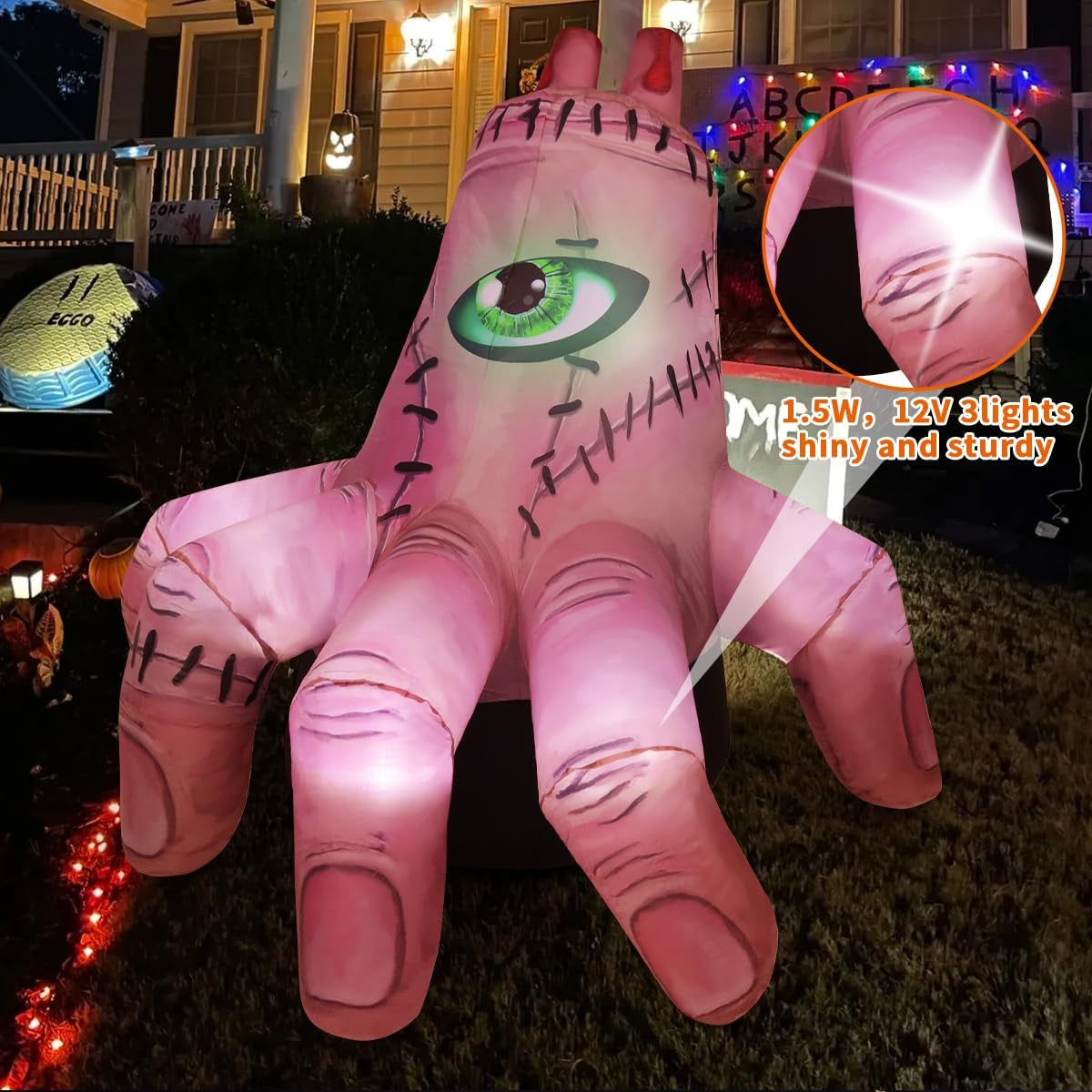 6 FT Halloween Inflatables Hand Outdoor Decorations Blow up Yard Scary Giant with Built-In Leds for Indoor Party Garden Lawn Decor (Skin)