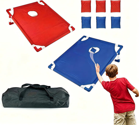 Portable Cornhole Set - Includes 2 Boards & 6 Bean Bags Ready to Play for Indoor/Outdoor Family Game Nights & Backyard Fun