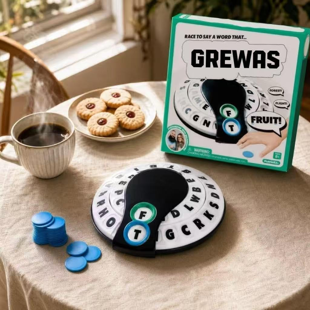 Starts With/Ends with Word Game, 2026 New Spin & Shout Word Game, First Letter Last Letter Game with 20 Tokens, the Fast-Paced Family Party Game - Choose a Category & Race against the Time
