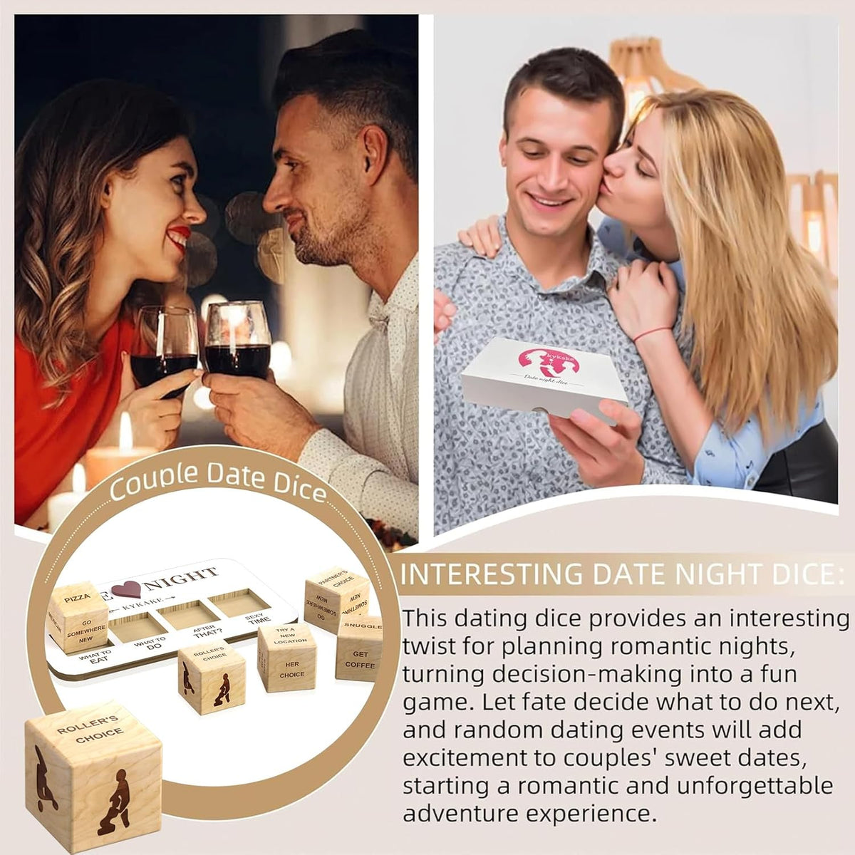 Gifts for Him Her Men Women,Couples Dice Game, Mens Valentines Day Gifts, Date Night Dice Game for Adults, Romantic Anniversary Date Night Ideas for Boyfriend Husband Wife