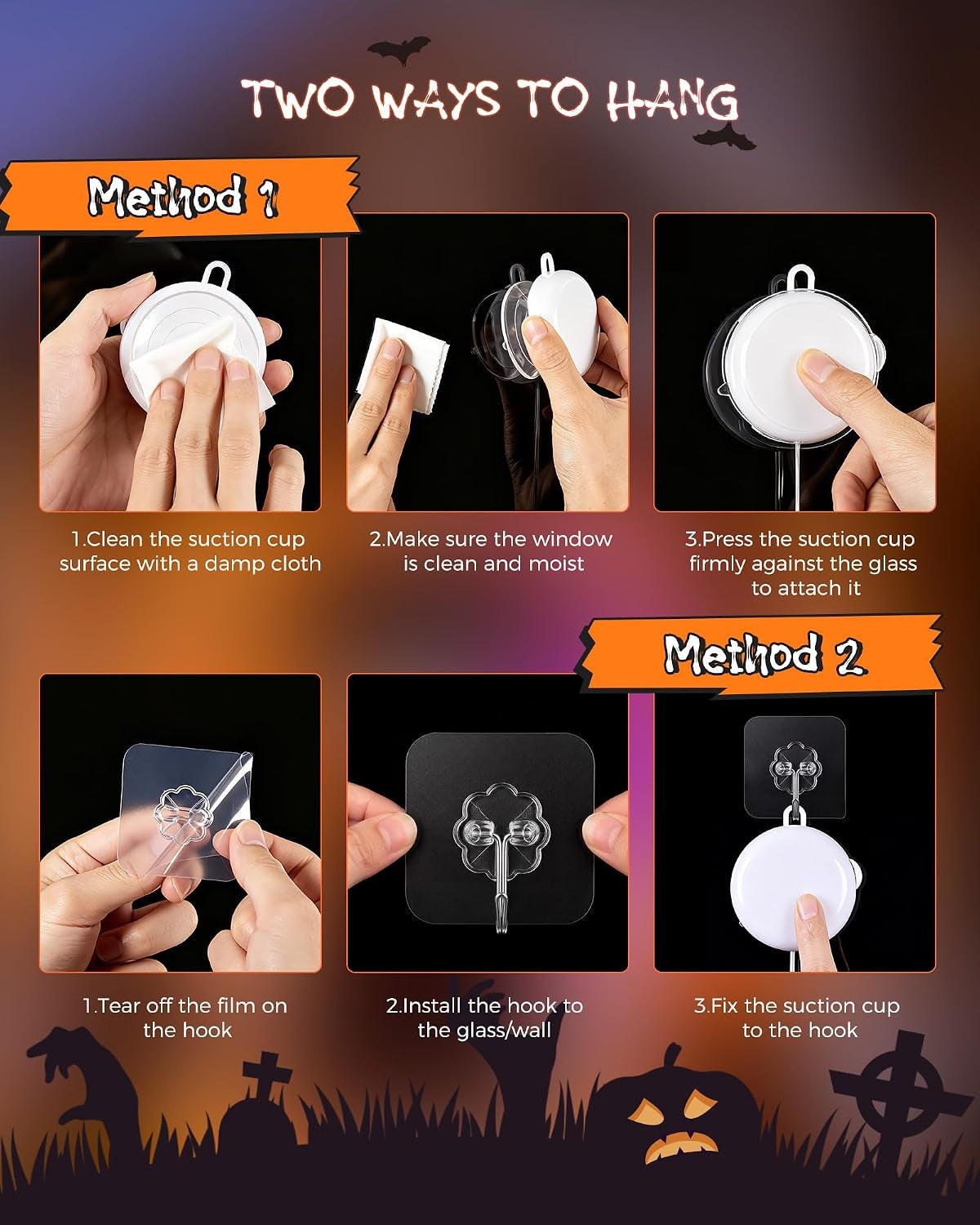 3 Pack Halloween Windows Lights - Pumpkin, Ghost, Hat with Timer