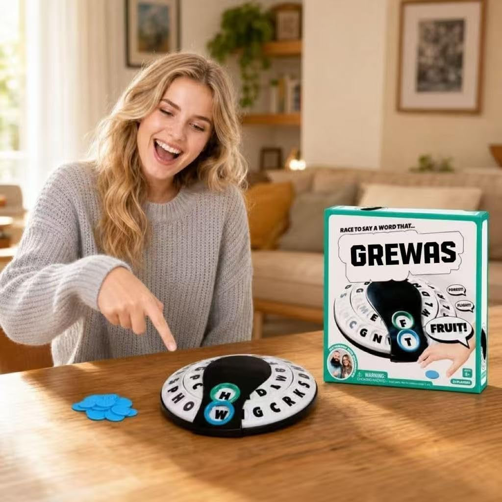 Starts With/Ends with Word Game, 2026 New Spin & Shout Word Game, First Letter Last Letter Game with 20 Tokens, the Fast-Paced Family Party Game - Choose a Category & Race against the Time