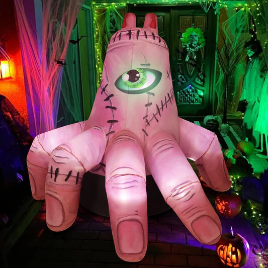 6 FT Halloween Inflatables Hand Outdoor Decorations Blow up Yard Scary Giant with Built-In Leds for Indoor Party Garden Lawn Decor (Skin)