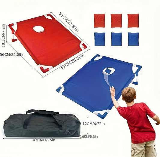 Portable Cornhole Set - Includes 2 Boards & 6 Bean Bags Ready to Play for Indoor/Outdoor Family Game Nights & Backyard Fun
