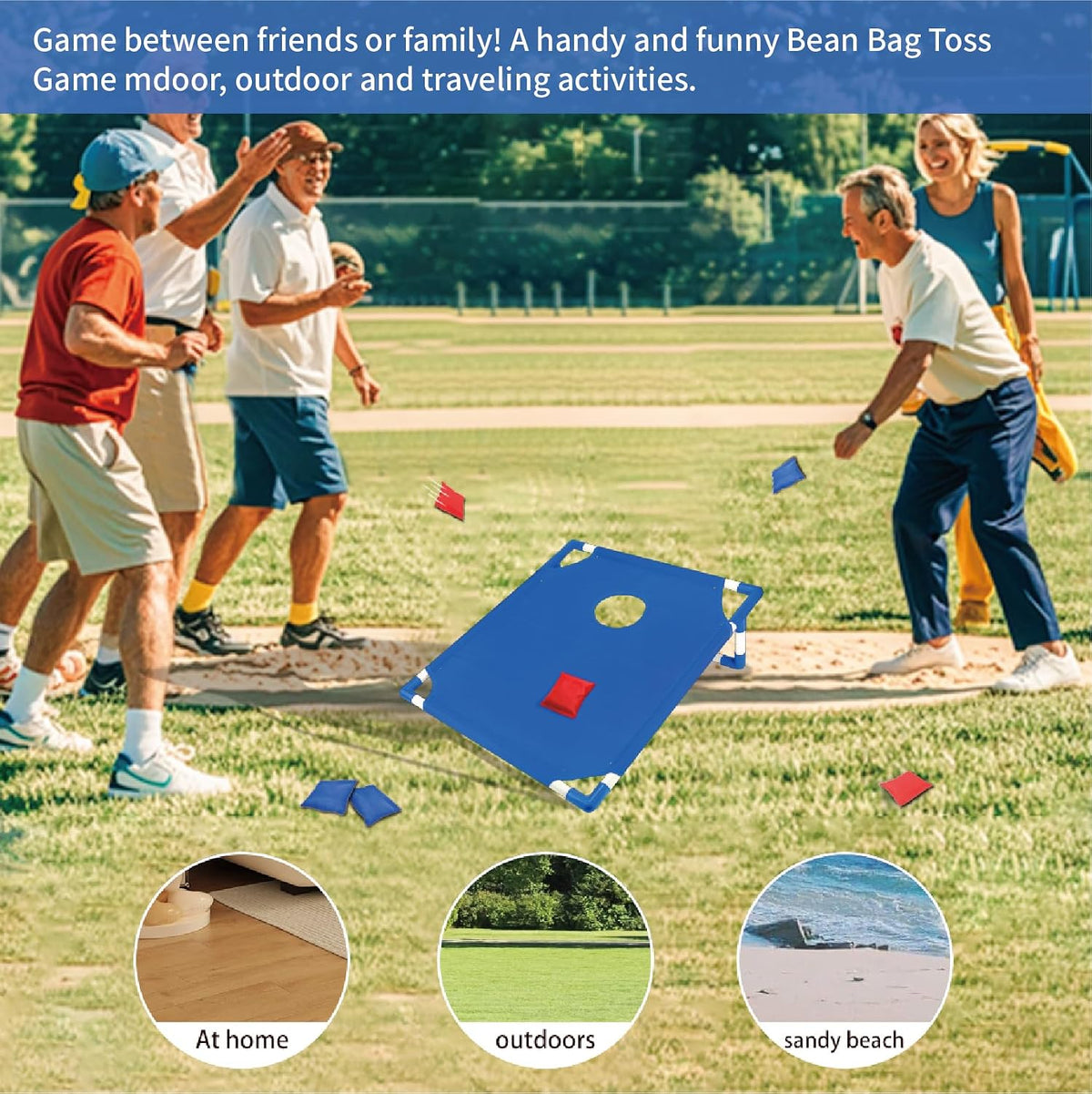 Portable Cornhole Set - Includes 2 Boards & 6 Bean Bags Ready to Play for Indoor/Outdoor Family Game Nights & Backyard Fun