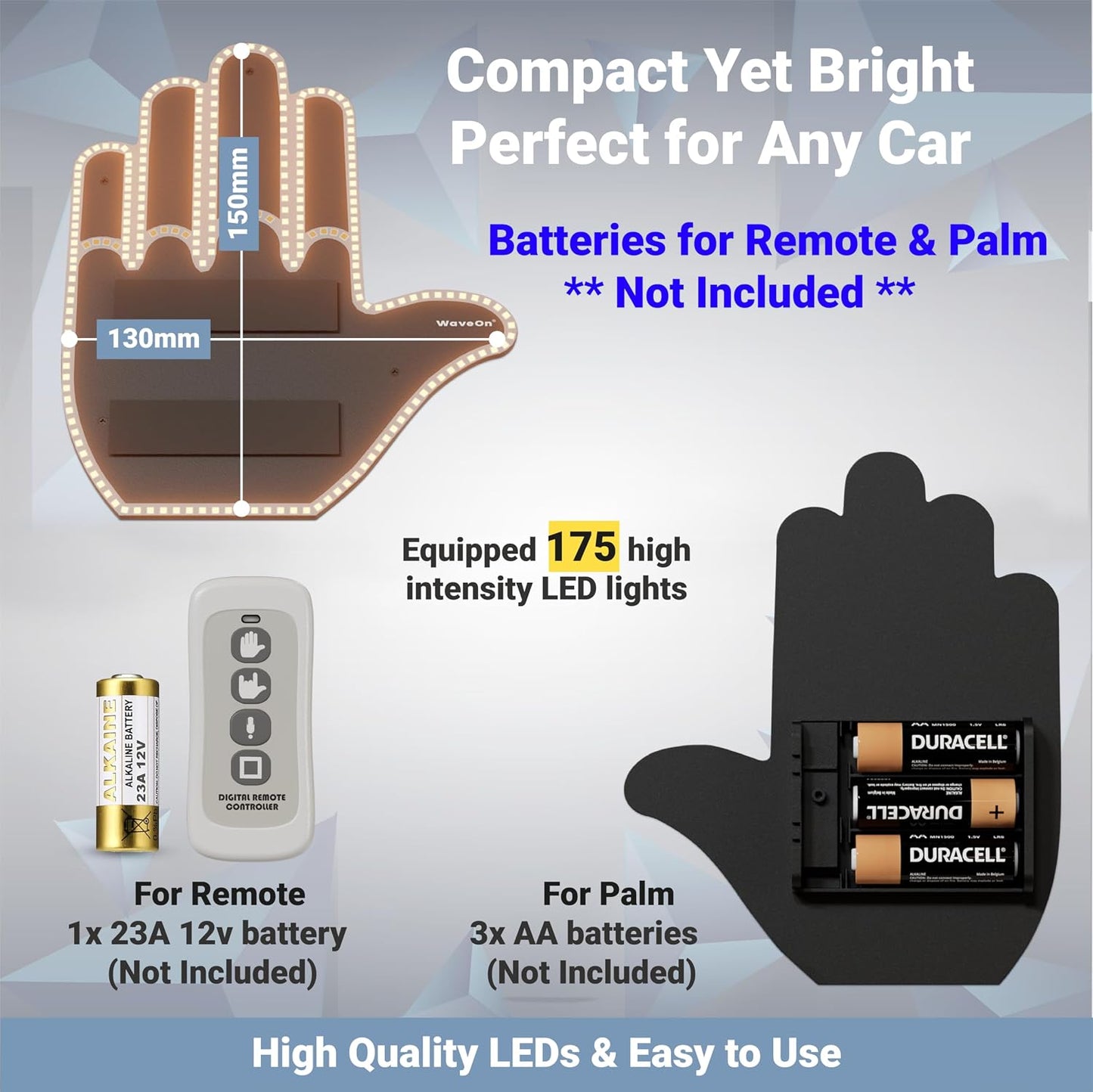 Waveon Pro Glohand for Car, 3 Hand Gestures LED Display with Remote