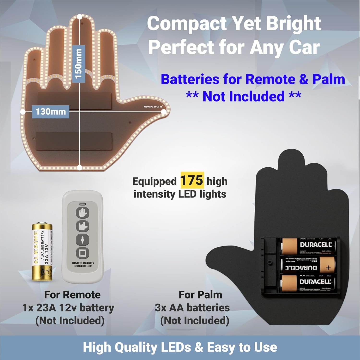 Waveon Pro Glohand for Car, 3 Hand Gestures LED Display with Remote