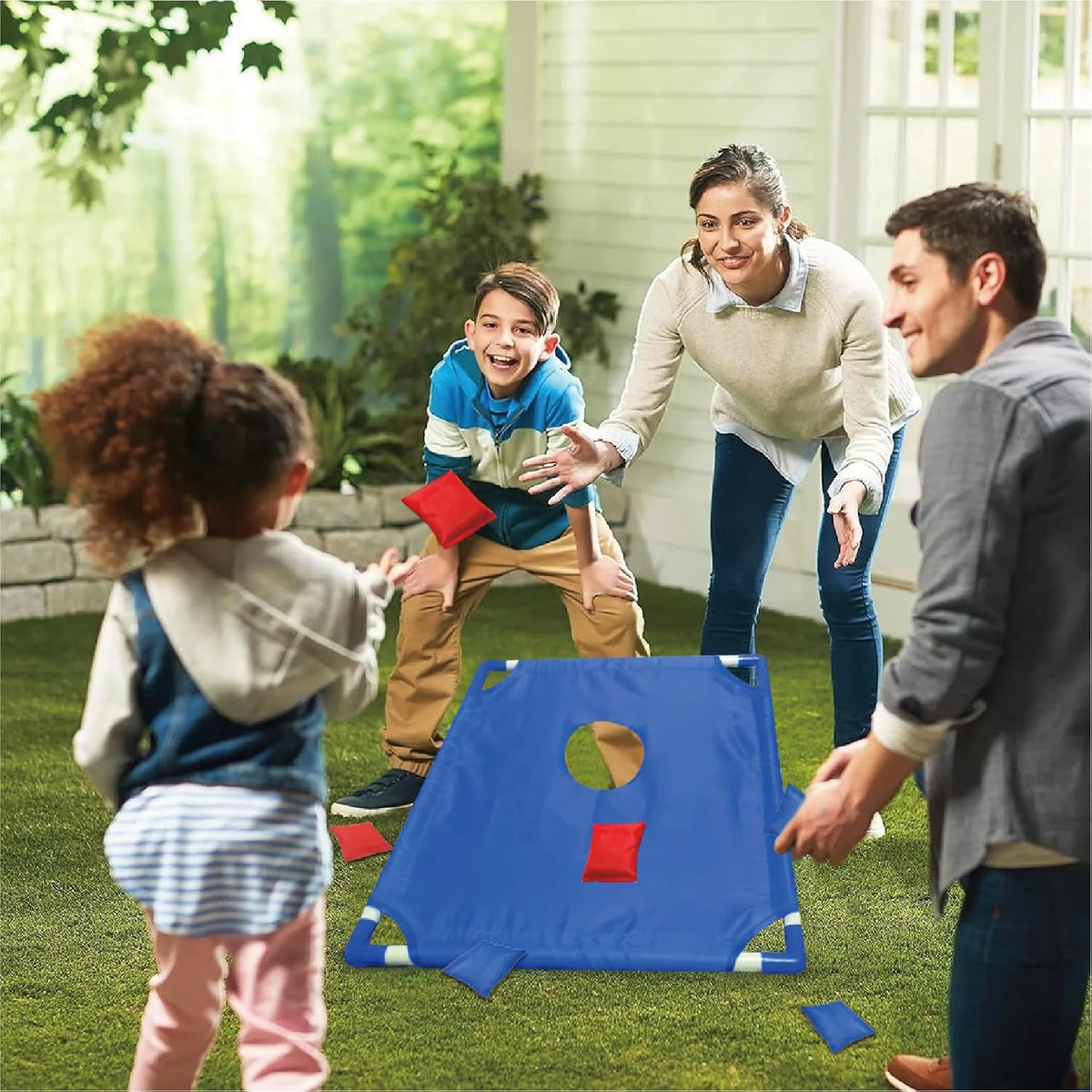 Portable Cornhole Set - Includes 2 Boards & 6 Bean Bags Ready to Play for Indoor/Outdoor Family Game Nights & Backyard Fun