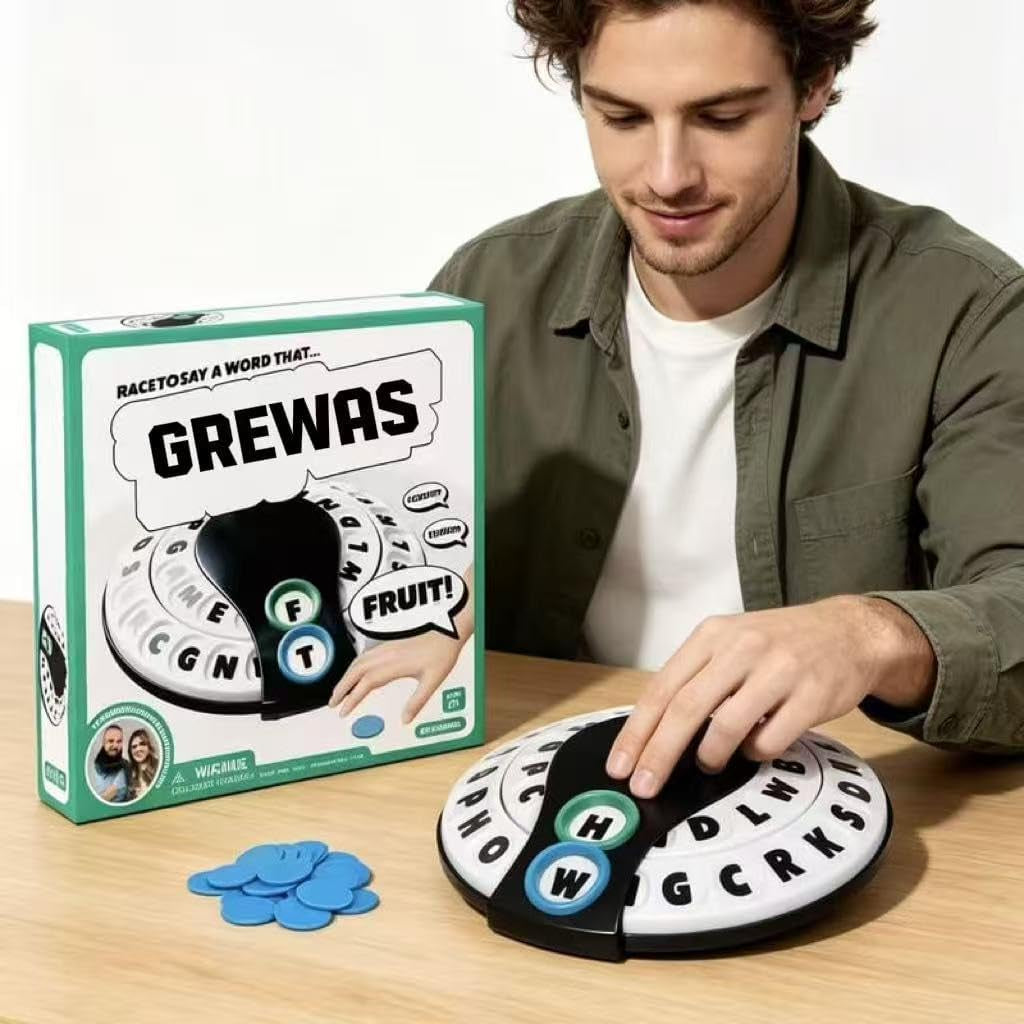 Starts With/Ends with Word Game, 2026 New Spin & Shout Word Game, First Letter Last Letter Game with 20 Tokens, the Fast-Paced Family Party Game - Choose a Category & Race against the Time