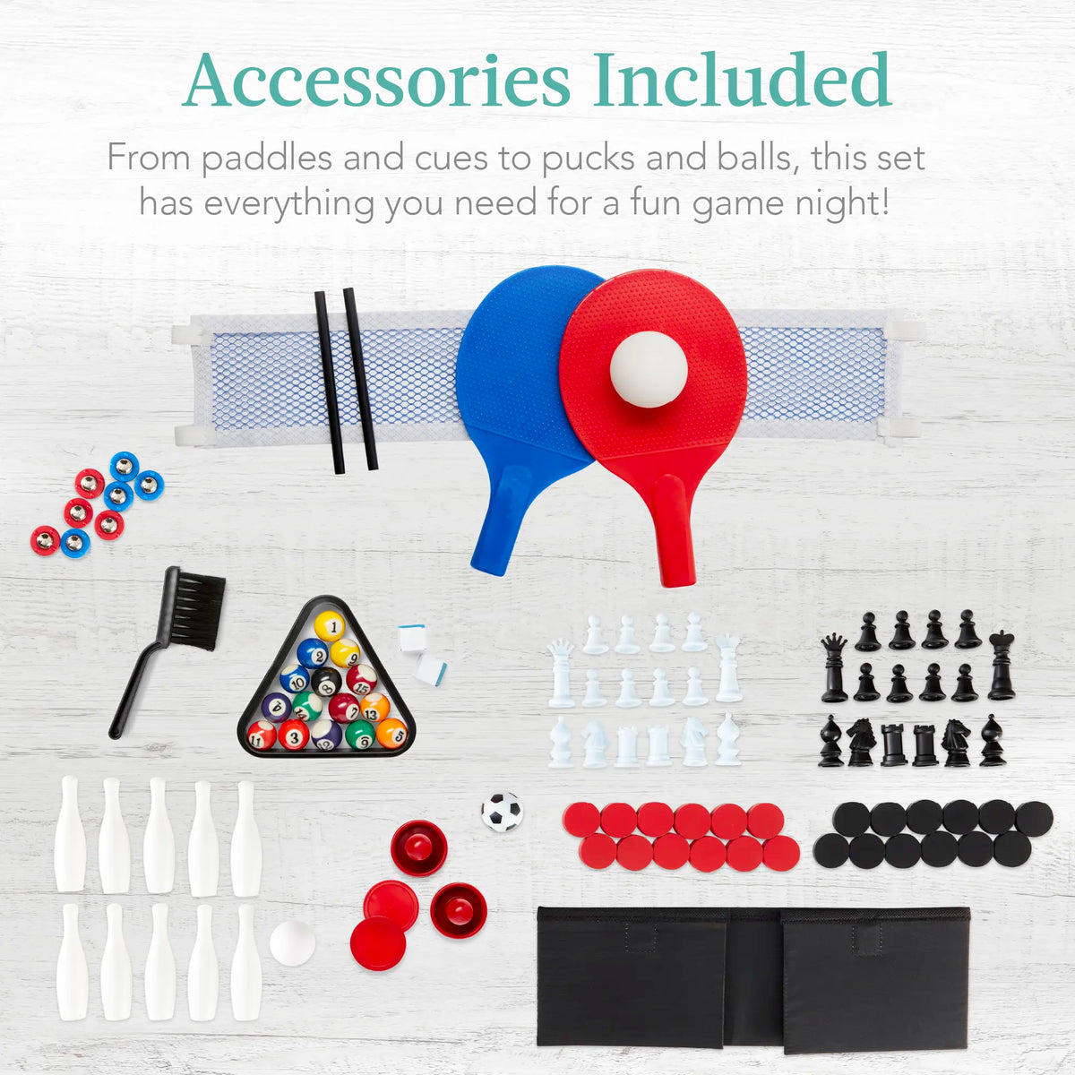 Best Choice Products 11-In-1 Kids Combo Game Set W/ Ping Pong, Foosball, Air Hockey, 5 Accessory Bags