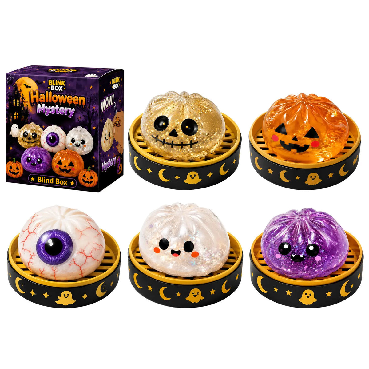 JOYTUTUS Halloween Ghost-Shaped Squishy Fidgets - Maltose-Filled Squeeze Stress Ball, Grip Therapy Car Interior Accessory, Decompression Grip, Ready-To-Ship Gift Set