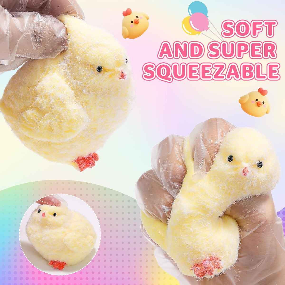 6Pcs Big Taba Squishy Fidget Toys-3.15In,Chick Taba Squishy Kit Squeeze Toy