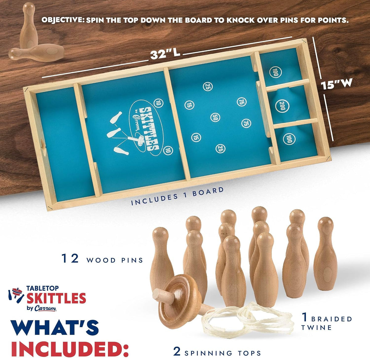 Skittles Game – Large Board Games for Adults & Children – Wooden Family Board Games for Family Night – Indoor and Outdoor Games for Family